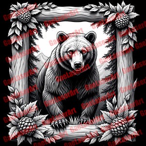 Bear Laser Engraving PNG file, Digital Download, Forest Animal, 3d illusion, LightBurn Cutout Files, Rustic Bear Design for Laser Engravers