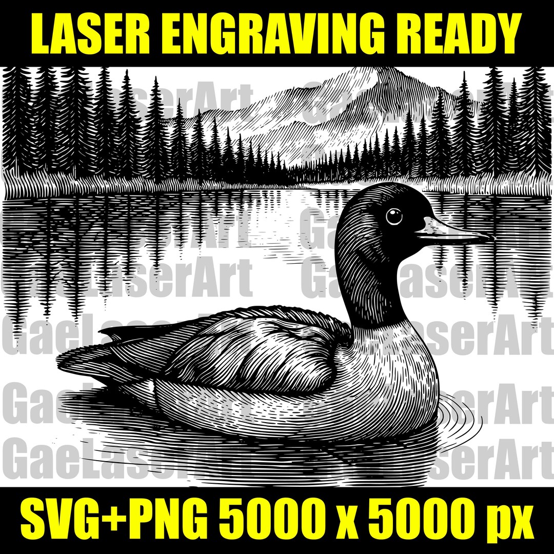 Duck Lake Mountain SVG PNG Laser Cut File | Wildlife Landscape ...