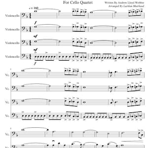 Phantom der Oper Cello Quartett Noten