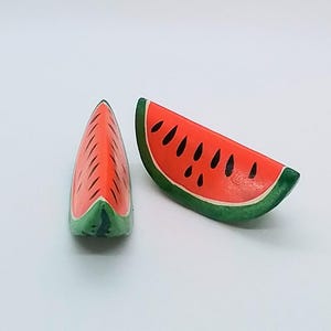 Cute VTG Seeded Watermelon Slice Salt and Pepper Shaker Set, Collectible, Summer Decor, Country Decor, Made in Japan