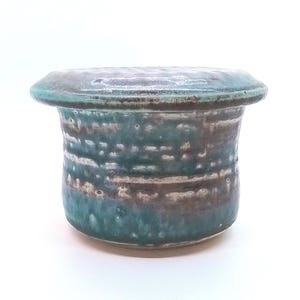 Glazed Round Butter Bell, Studio Art Pottery, Signed