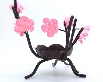 Retired Pink Cherry Blossom Metal Votive Holder, PARTYLITE