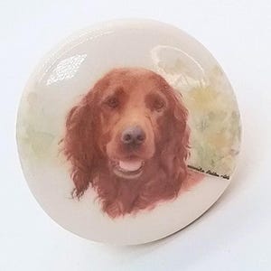 Signed Irish Setter Bottle Stopper/Cork, Cream Colored Knob Style