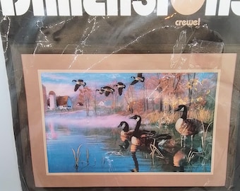 VTG Canadian Geese Crewel Kit, Gallery Collection, Dimension, 1994, Made in USA