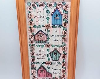 VTG Birdhouse and Sunflower Wall Decor, Ready to Hang