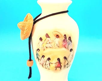 DeGrazia 5" Sandstone Bud Vase with Hat Accent