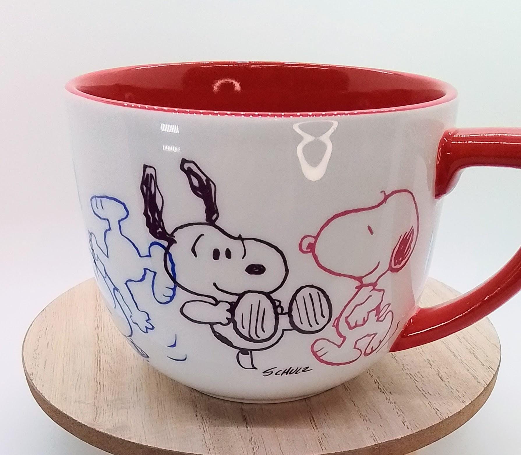 Oversized Snoopy Coffee/Tea/Cereal/Soup Mug, Rainbow Dancing/Tumbling Snoopy, Ceramic, 24oz, Hallmark, Schulz, Peanuts/Snoopy Collector
