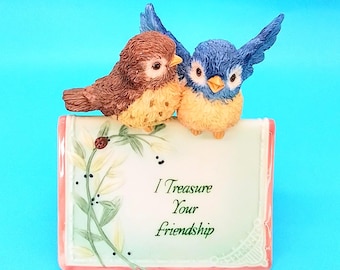 Decorative Bird Friendship Sign/Plaque, Resin and Porcelain
