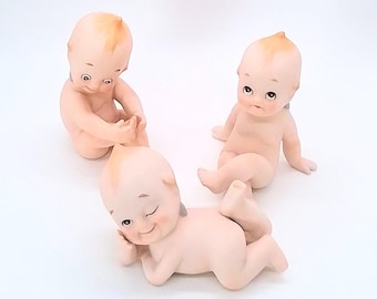 Set of 3 Kewpie/Piano Babies Bisque Porcelain Figurines