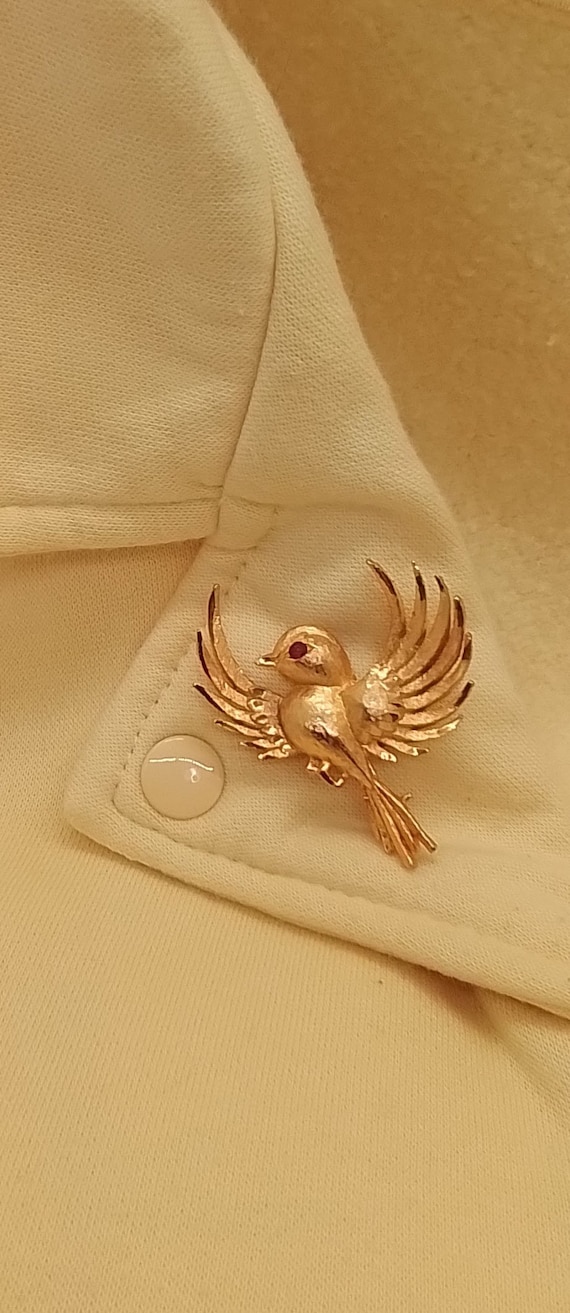 Vintage Mamselle Bird In Flight Brooch/Pin Gold Pl