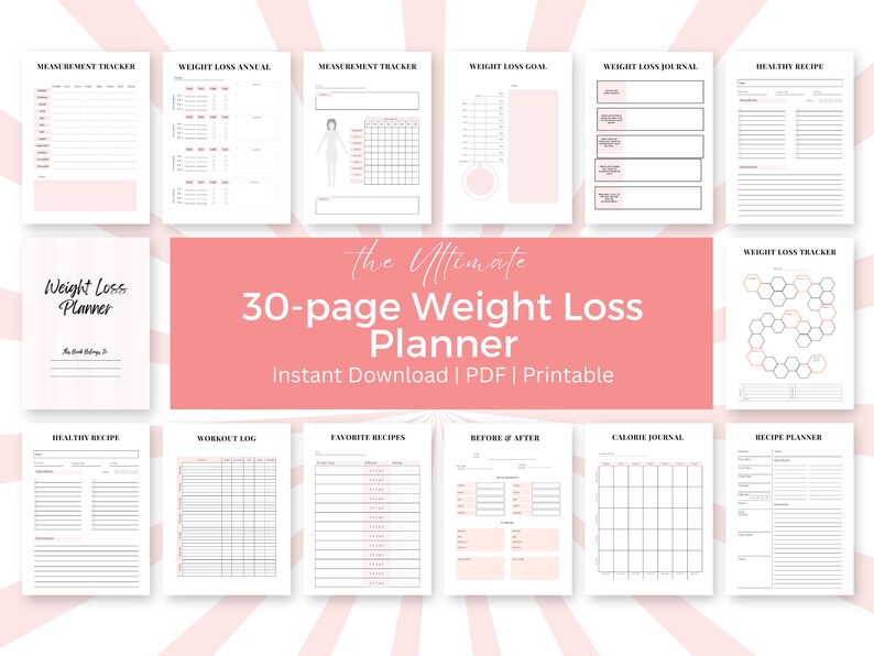 Digital Weight Loss Planner Workout Journal Weight Loss Tracker Workout
