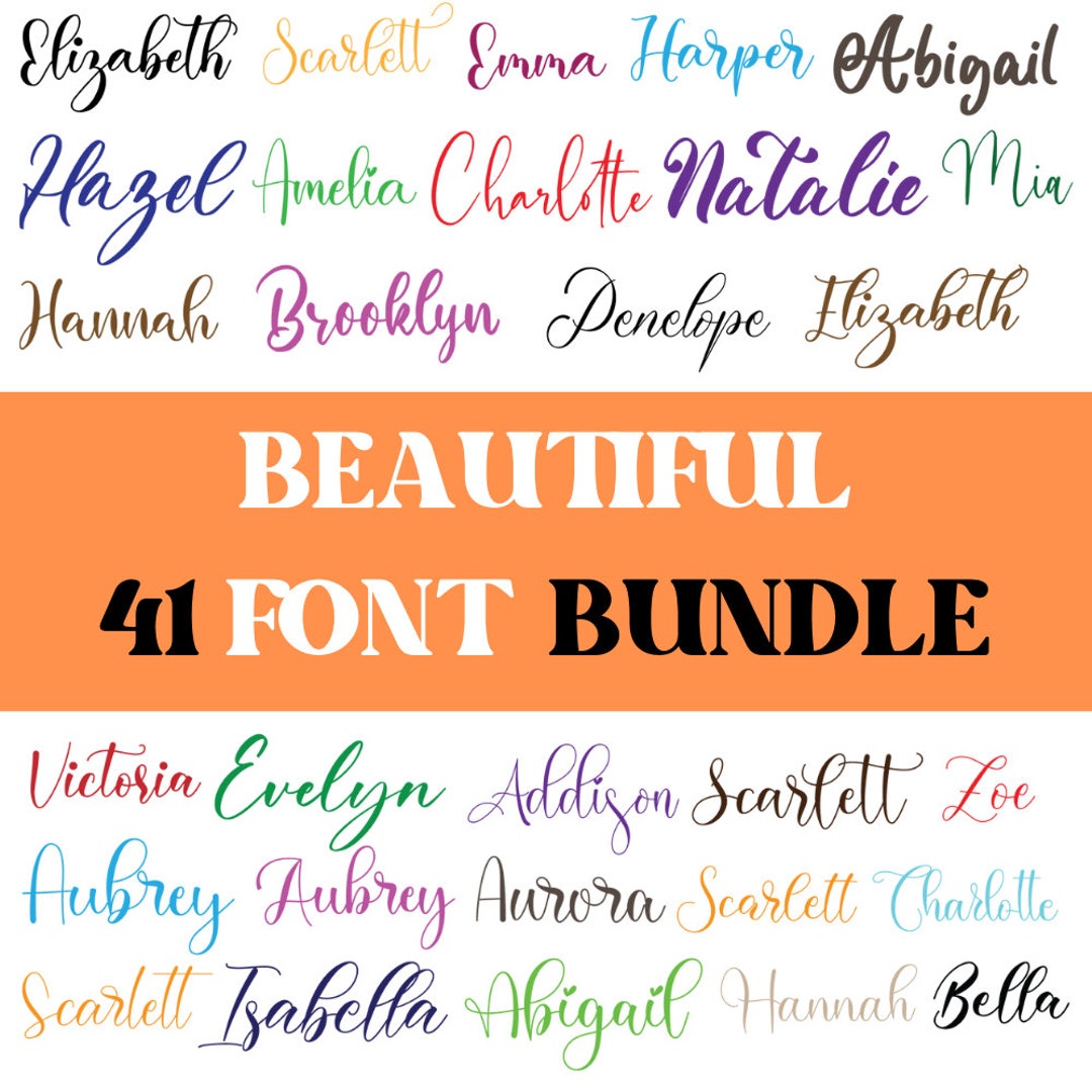 Beautiful 41 Font Bundle, Cursive Font, Canva Font, Script Font, Fonts, Digital Fonts, Procreate