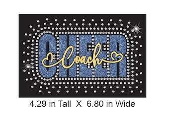 Cheer Coach Hearts NATYCHMIASTOWE POBIERANIE SZABLONÓW DO CIĘCIA z kryształkami i winylem w formatach SVG, Eps i PNG do cricut i sylwetki