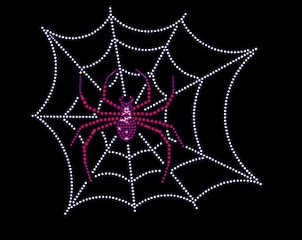 Spiderweb Rhinestone Transfer made Clear Rhinestones-Gorgeous rhinestone transfer bling for iron on-HOT FIX - You choose spider color