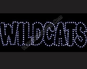 Wildcats Bubble Word – Rhinestone Transfer made with Clear Rhinestones - Absolutely Stunning rhinestone transfer motif bling