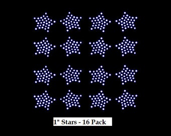 1 Inch Rhinestone Stars (16pc)- Made with Stunning Clear Rhinestones - Bling up your favorite apparel with these amazing 1" Rhinestone Stars