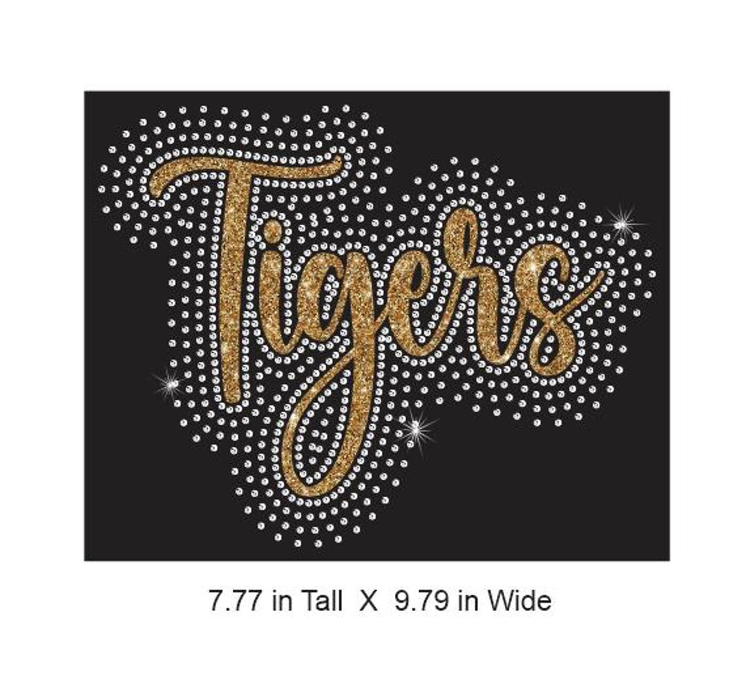 Tigers Rhinestone Design Tigers BT Rhinestone Combo Transfer Ready to Heat Apply. You Select ...