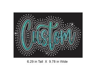 Uw woord BT gepersonaliseerde naam vinyl en strass steentjes multimedia design in glittervinyl en transparante strass steentjes - Aangepaste tekst