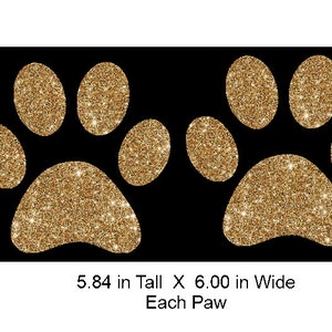 Paw 2 pack Glitter Transfer Approx. 6 x 6 each paw ready to heat apply. You select Glitter color. No Rhinestones image 1