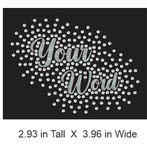 Combinatie van cursief strass en vinyl op linkerborst. Klaar om te verwarmen aanbrengen. Gepersonaliseerde strass-overdracht.  4 inch breed