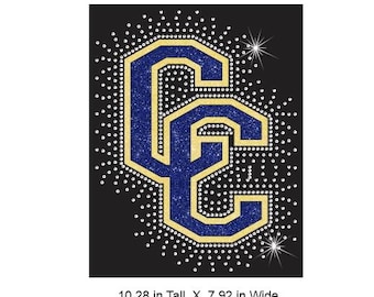Double Letter Burst Combo Design Custom Create your own Custom Wording with rhinestones and your choice of Glitter color- heat applied