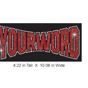 Gebogen woord aangepaste naam vinyl en strass multimedia-ontwerp in glittervinyl en heldere strassteentjes 10 x 5 – jouw tekst: 1 per bestelling