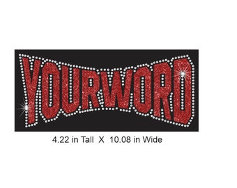Gebogen woord aangepaste naam vinyl en strass multimedia-ontwerp in glittervinyl en heldere strassteentjes 10 x 5 – jouw tekst: 1 per bestelling
