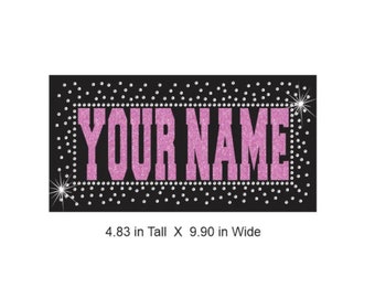 Reverse Freshman Custom Name Vinyl and Rhinestone Multimedia Design in Glitter vinyl and clear rhinestones 9.9 x 4.8