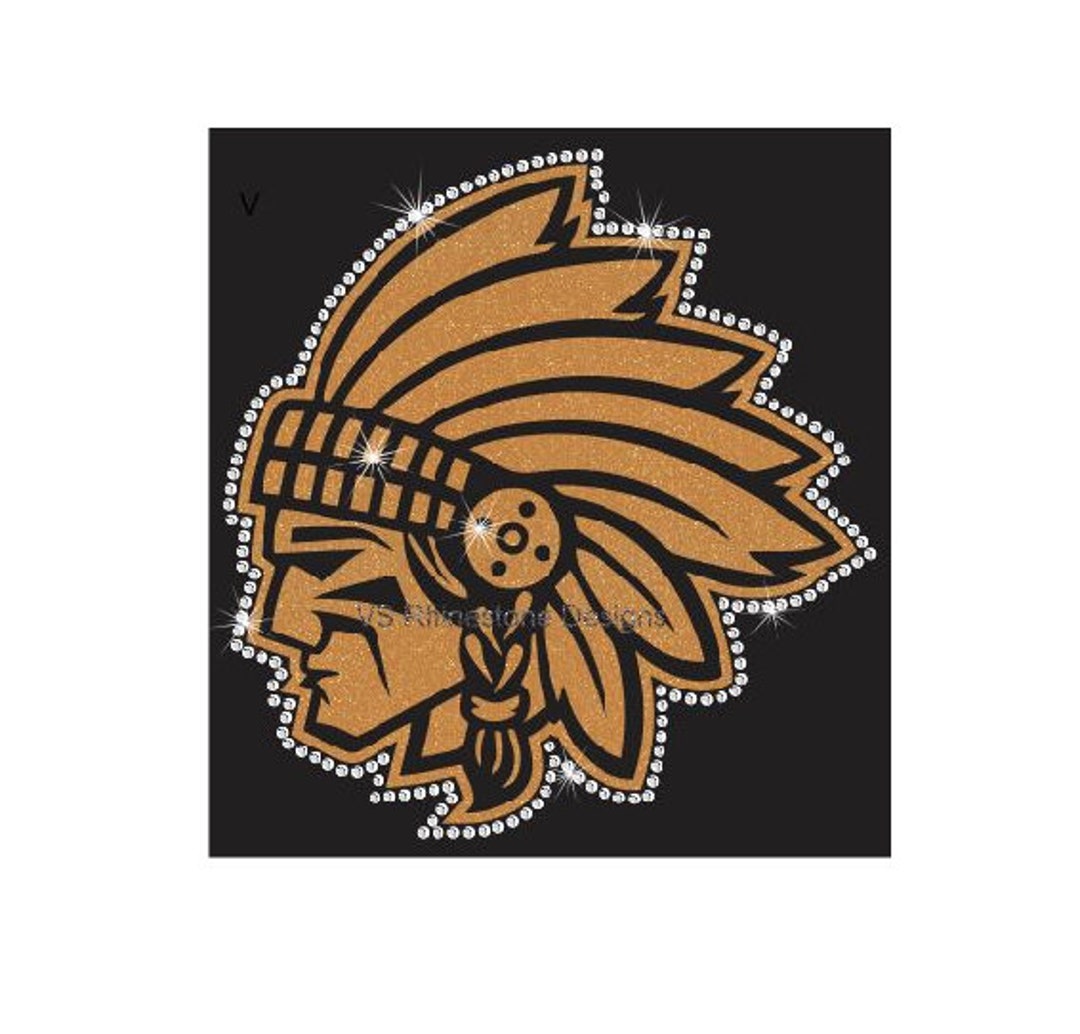 Indian Head Mascot Rhinestone Combo Transfer Ready to Heat Apply. You ...