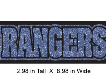 Rangers Reverse Glitter Vinyl.  Several colors available.  Ready to heat press. (No Rhinestones)