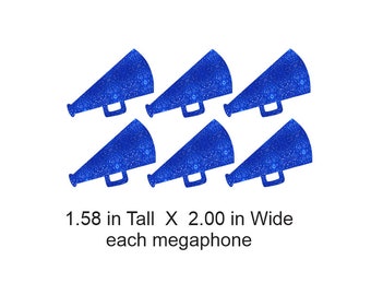 Megaphone 6 pack Glitter Transfer - 1.5 x 2.00 each - ready to heat apply.  You select Glitter color.  No Rhinestones
