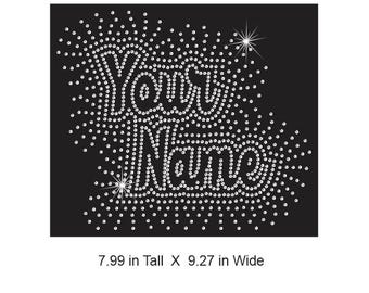 Your Name Custom Rhinestone Reverse - Full shirt size rhinestone transfer - Select rhinestone color