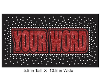 Vinile con nome personalizzato da 10,8 pollici e design multimediale con strass in vinile glitterato e strass trasparenti 10,8&quot; x 5,8&quot; (VS) - Il tuo testo