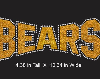 Bears Arched Rhinestone Combo Transfer ready to heat apply.  You select Glitter color surrounded by BEAUTIFUL clear Rhinestones.