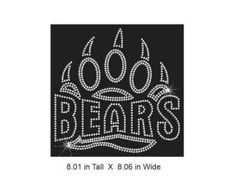Bears Claw – Rhinestone Transfer made with Rhinestone Color you choose - Absolutely Stunning rhinestone transfer motif bling