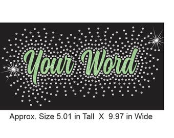 Vinile con nome personalizzato Cursive Burst e design multimediale in strass in vinile glitterato e strass trasparenti 10&quot; x 5 - Il tuo testo -
