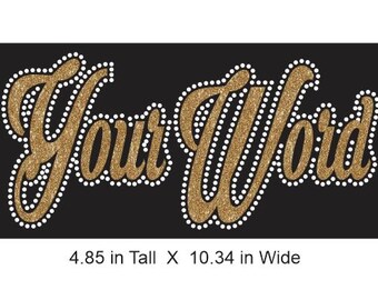 Custom Cursive (Old - VS) Name Vinyl and Rhinestone Multimedia Design in Glitter vinyl and clear rhinestones