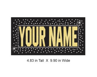 Reverse Jakarta Custom Name Vinyl and Rhinestone Multimedia Design in Glitter vinyl and clear rhinestones 9.9 x 4.8