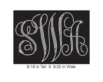 Custom Rhinestone Monogram - Full shirt size rhinestone transfer - Select rhinestone color