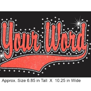 4 - Swoosh met aangepaste naam vinyl en strass multimediaontwerp in glittervinyl en heldere strassteentjes van 10 x 7 - Jouw tekst - Set van 4