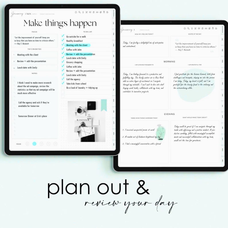 All in 1 Minimalist Digital Planner 2024,2025, iPad Planner, Goodnotes