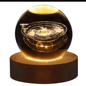 3D Solar System Crystal Ball Night Light, Galaxy Globe, 3D Planet Lamp, Astronomical Gift, Christmas, Birthday Decor Gift