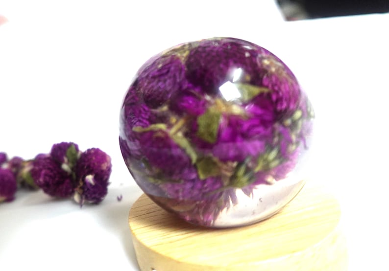 Custom Real Flower Night Light, Paperweight, Flower Lamp, Resin Night