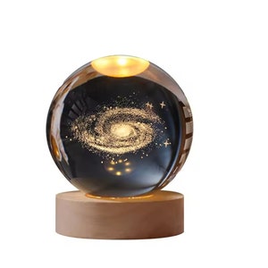 3D Planet Angel on Moon Crystal Ball, Laser Engraved Galaxy Globe, Night Lamp, Astronomical Gift, Mother&#39;s Day, Gift For Her, Gift For Kid