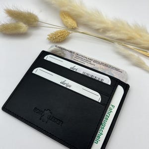 personalisierter Kreditkartenetui aus Nappa Leder Flacher Kartenhalter für 6 Karten auch mit handschriftlicher Botschaft gravierbar