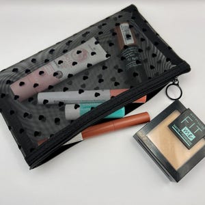 Damen Make-Up Bag Mesh Heart Cosmetic Bag Aufbewahrungstasche Make-up Organizer Geschenkidee für sie für Frauen Freundin