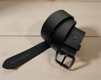 Buffalo leather belt for men, personalized gift, wide leather belt, engraved, black, men's gift, Father's Day, Valentine's Day