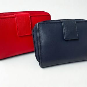 Damen Geldbörse aus Rind Nappa Leder – RFID Schutz Münzfach mit Reißverschluss personalisiert Geschenkidee Geburtstag Muttertag Weihnachten