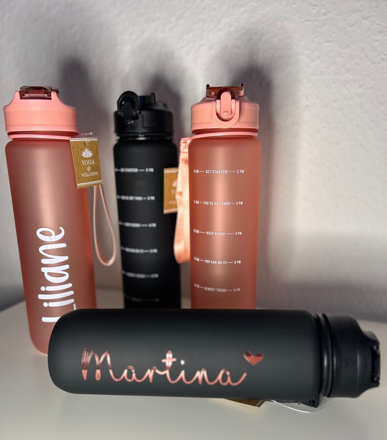 Motivationsflasche Trinkflasche 1 Liter personalisiert BPA frei Bild 2