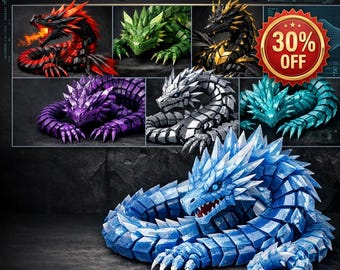 500 Flexi Dragon STL Files Mega Bundle – Articulated Dragons for 3D Printing – Flexible Dragon Toy Pack – Instant Download